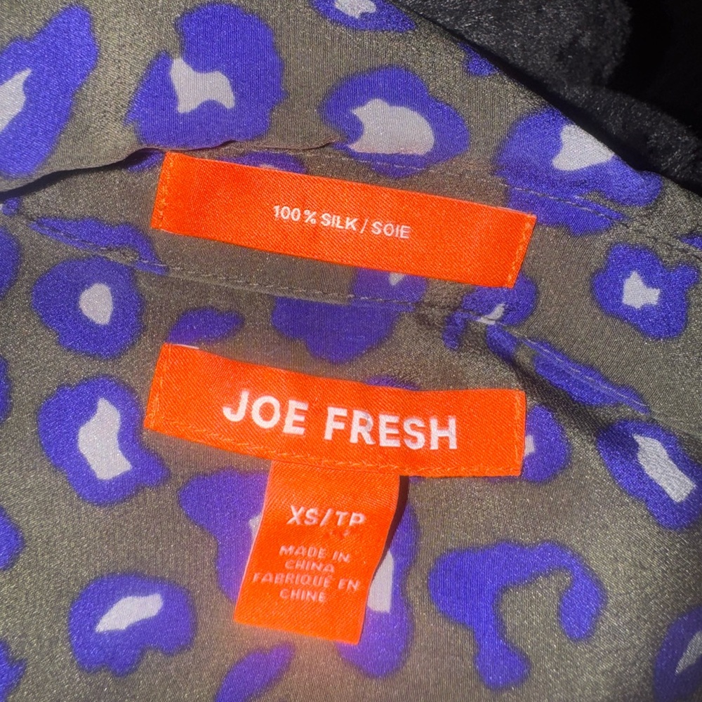 Joe Fresh Purple and Olive Leopard Print Blouse - Picture 5 of 5
